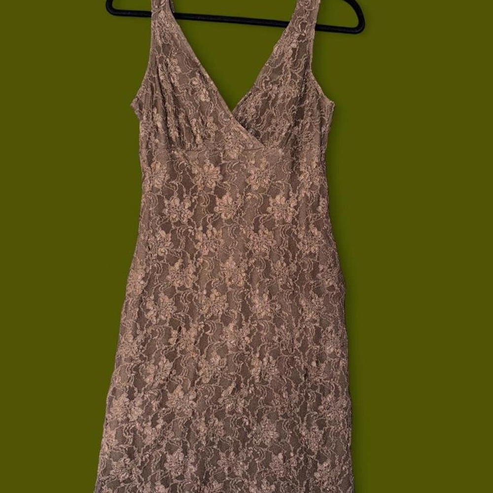 Teeze Me Brown Lace Sleeveless Midi Dress Made in USA Size Large